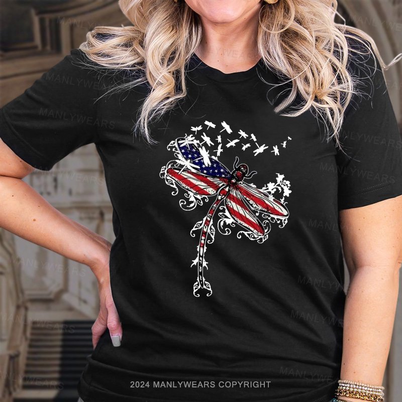 American flag Butterfly Women T-Shirt