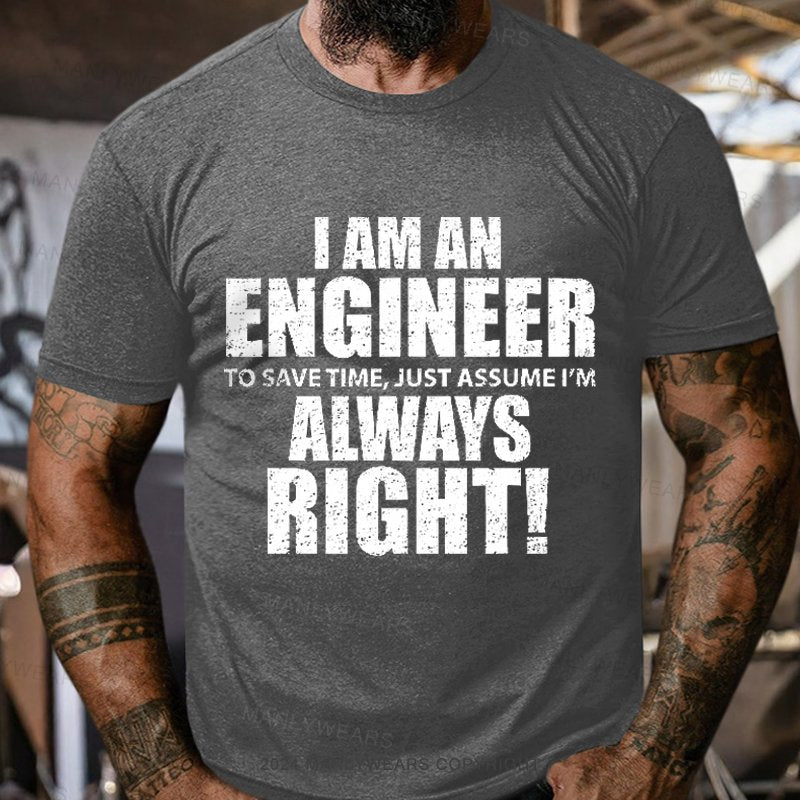 I Am An Engineer To Save Time, Just Assume I'm Always Right T-Shirt