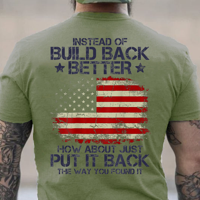 Instead Of Build Back Better How About Just Put It Back T-shirt