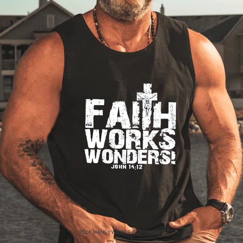 Faith Works Works Wonders John 14:12 Washed Tank Top