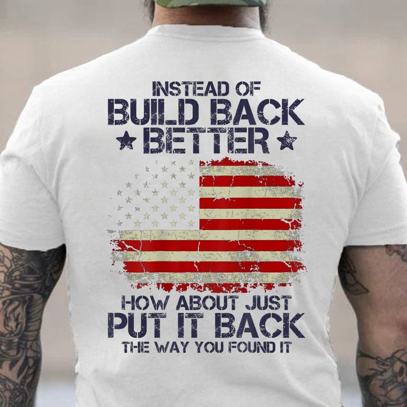 Instead Of Build Back Better How About Just Put It Back T-shirt
