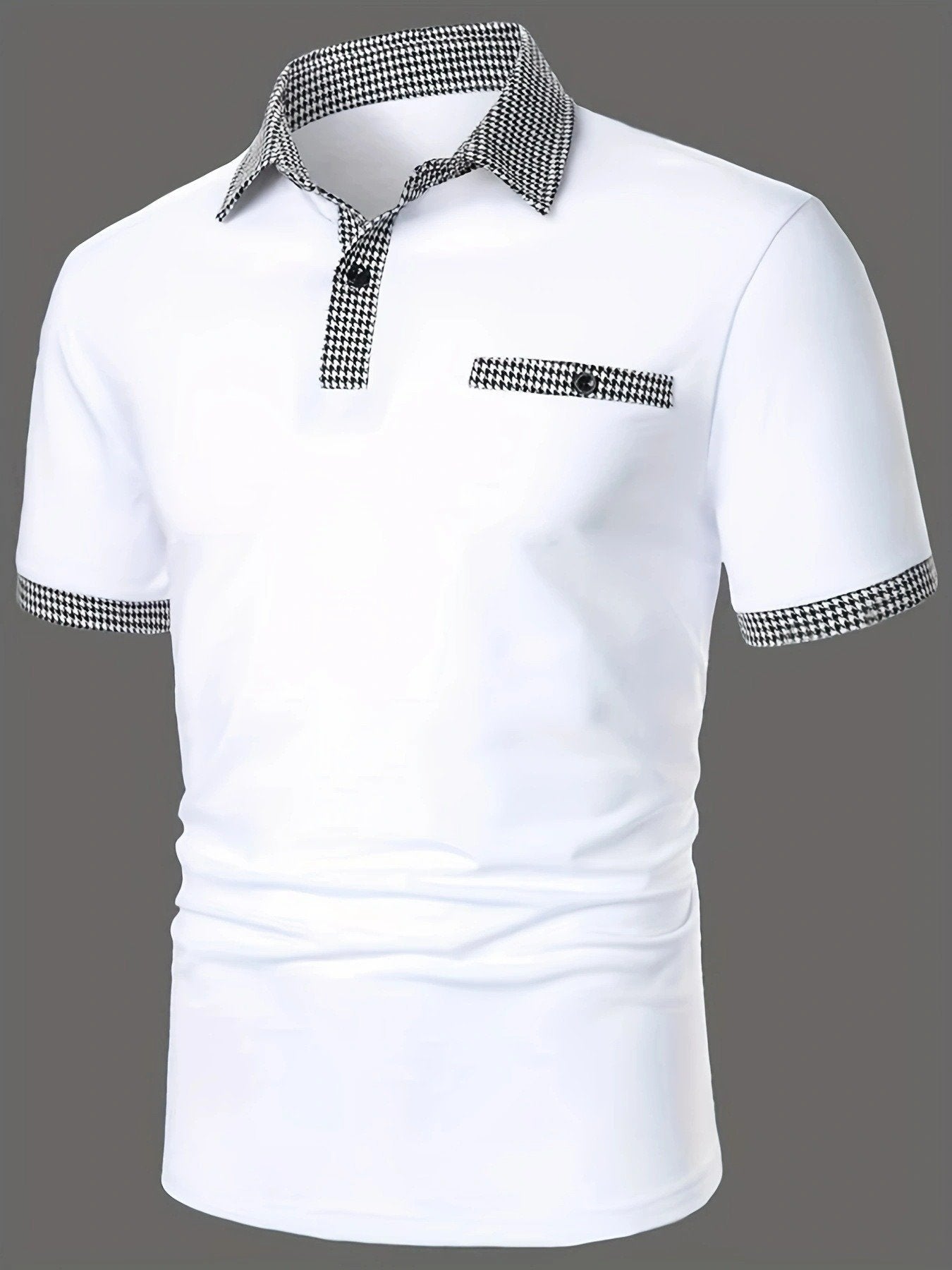 Men's Contrast Color Short-sleeved Polo Shirt