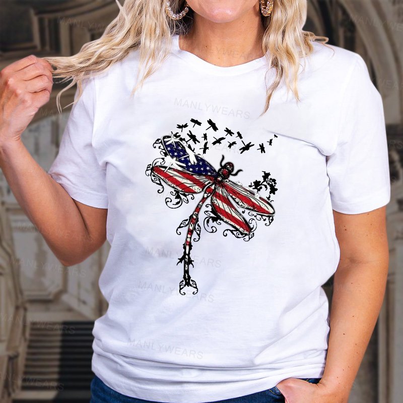 American flag Butterfly Women T-Shirt