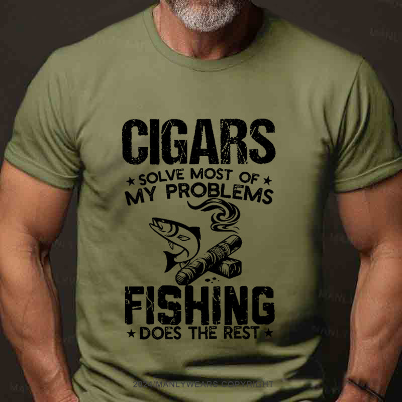 Cigars Solve Most Of My Problems Bourbon Solves The Rest Men's T-Shirt